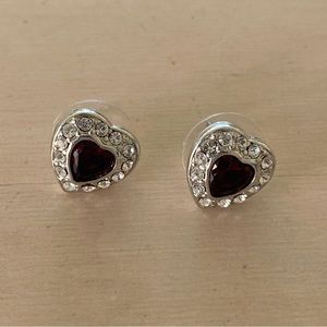 Heart Rhinestone Crystal Silver Earrings